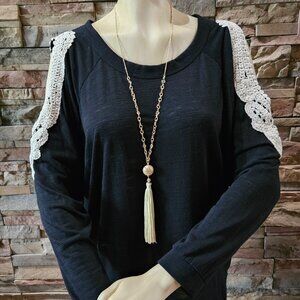 Black cut out long sleeves top